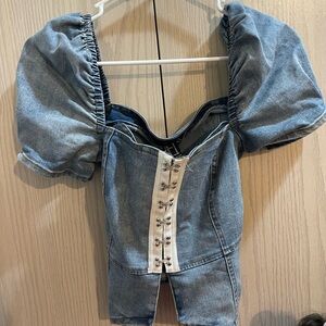 F21 denim corset top